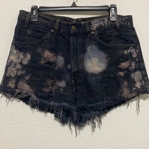 Levi's Black Bleached High Rise Raw Hem Shorts